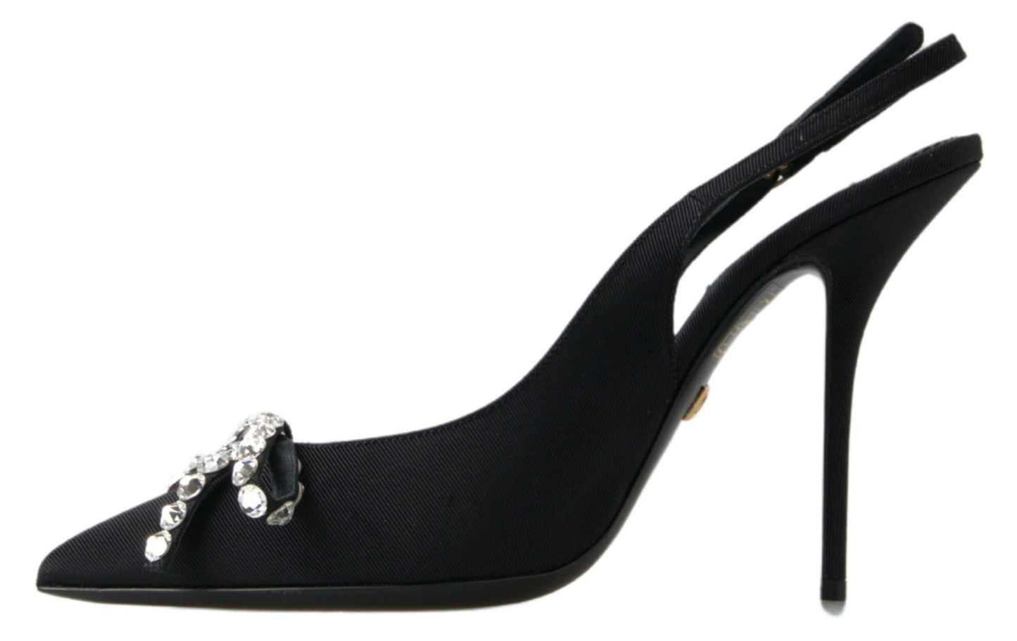 Chaussures à talon slingback ornées de cristaux noirs Dolce &amp; Gabbana
