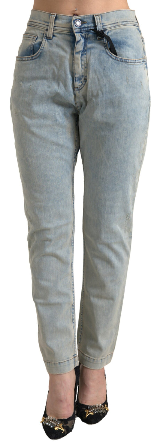 Jean skinny taille moyenne en coton délavé bleu Dolce &amp; Gabbana