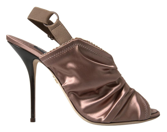 Dolce &amp; Gabbana Escarpins à talons aiguilles style corset marron clair avec bride arrière