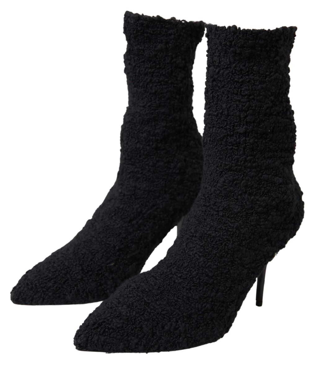 Bottes mi-mollet noires à talons aiguilles Dolce &amp; Gabbana