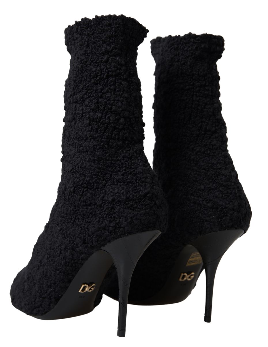 Bottes mi-mollet noires à talons aiguilles Dolce &amp; Gabbana