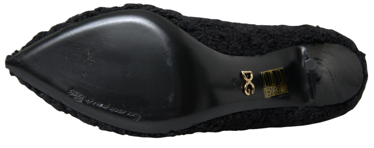 Bottes mi-mollet noires à talons aiguilles Dolce &amp; Gabbana