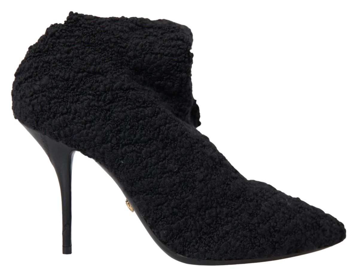 Bottes mi-mollet noires à talons aiguilles Dolce &amp; Gabbana