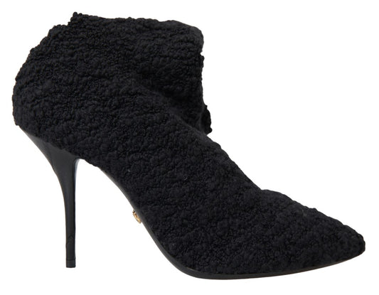 Bottes mi-mollet noires à talons aiguilles Dolce &amp; Gabbana