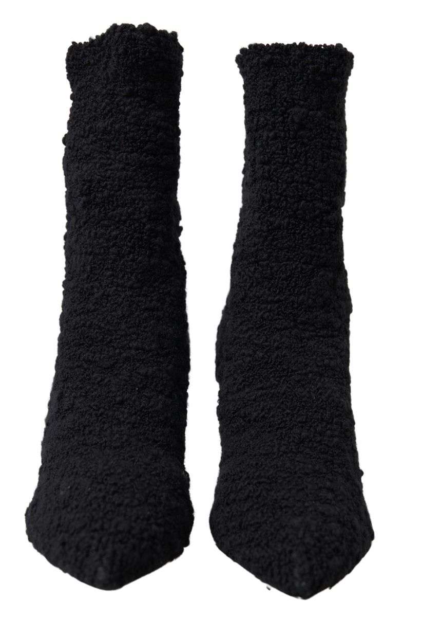 Bottes mi-mollet noires à talons aiguilles Dolce &amp; Gabbana