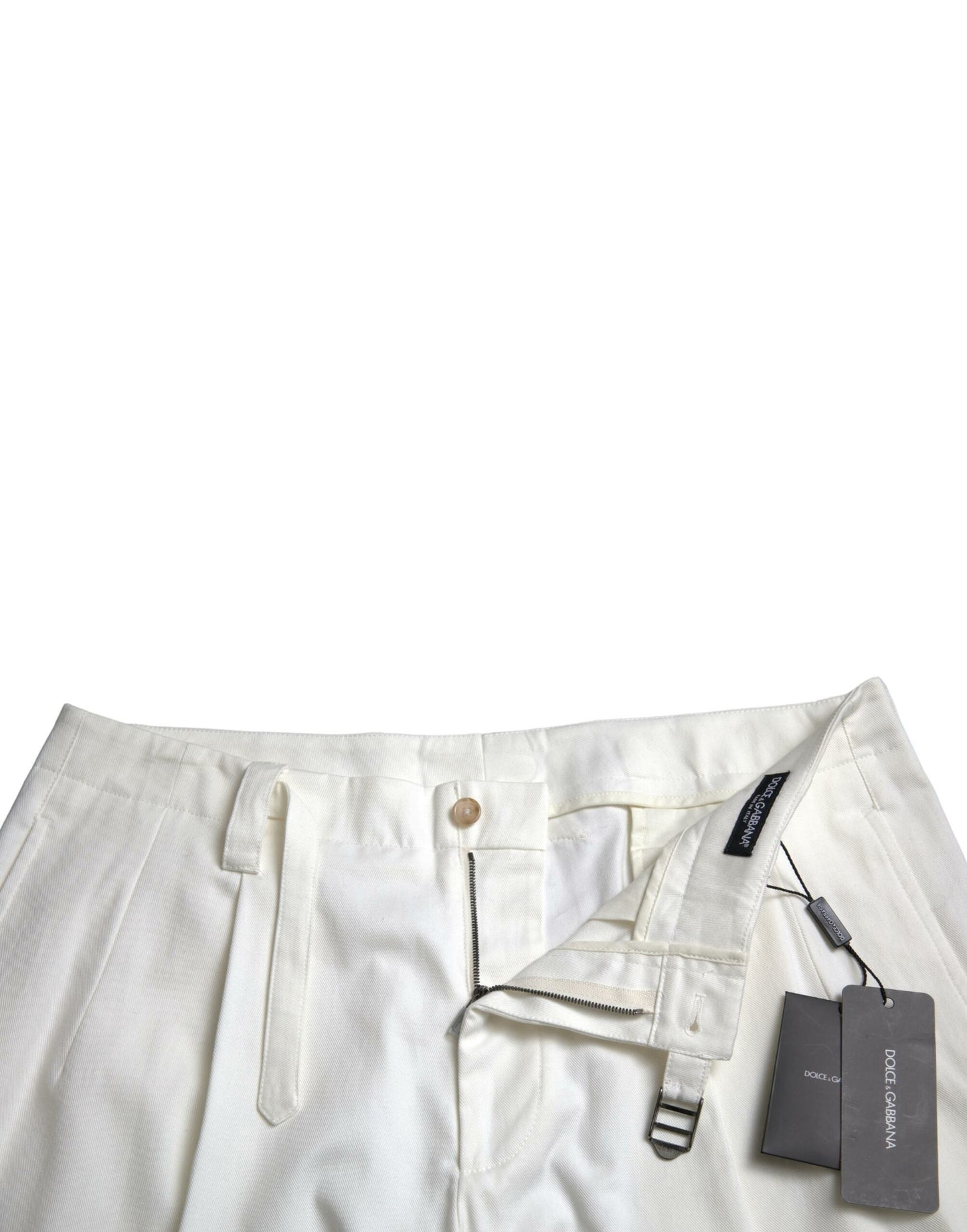 Dolce & Gabbana White Cotton Stretch Men Bermuda Denim Shorts