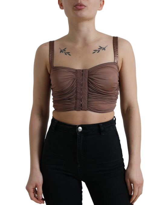 Dolce &amp; Gabbana Haut court sans manches en viscose marron
