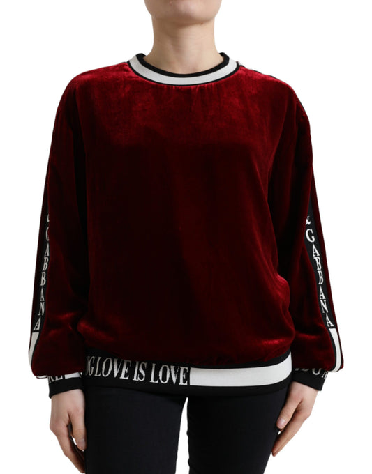 Pull ras du cou en velours bordeaux Dolce &amp; Gabbana