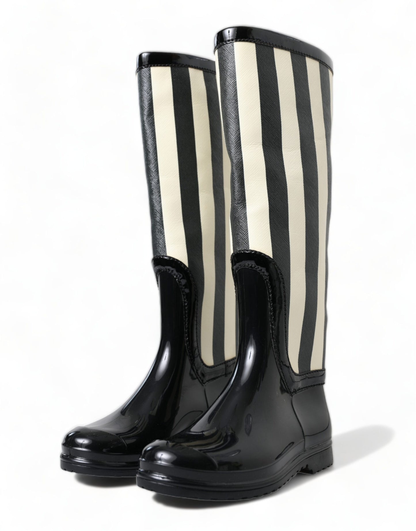 Bottes plates hautes en caoutchouc noir Dolce &amp; Gabbana