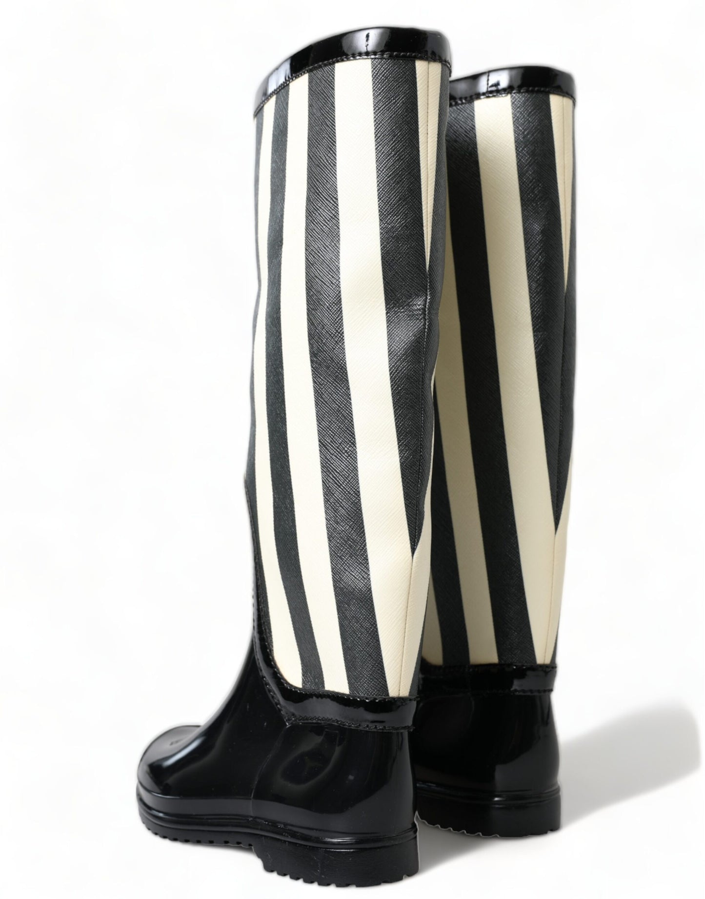 Bottes plates hautes en caoutchouc noir Dolce &amp; Gabbana