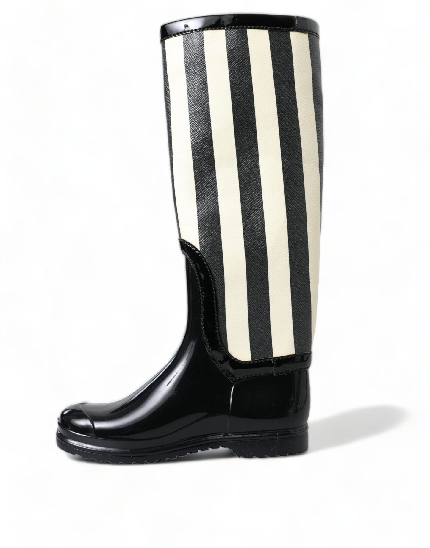 Bottes plates hautes en caoutchouc noir Dolce &amp; Gabbana