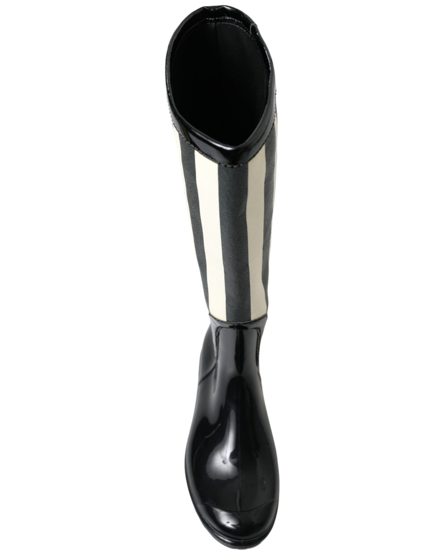Bottes plates hautes en caoutchouc noir Dolce &amp; Gabbana