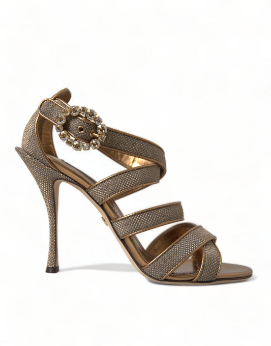 Sandales à talons et brides en cristal bronze Dolce &amp; Gabbana