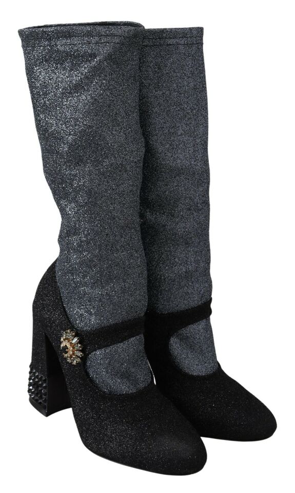 Bottines Mary Janes noires à cristaux Dolce &amp; Gabbana