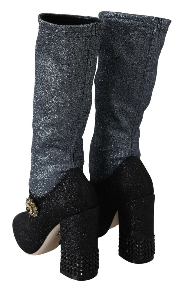 Bottines Mary Janes noires à cristaux Dolce &amp; Gabbana