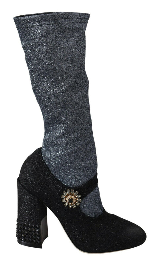 Bottines Mary Janes noires à cristaux Dolce &amp; Gabbana