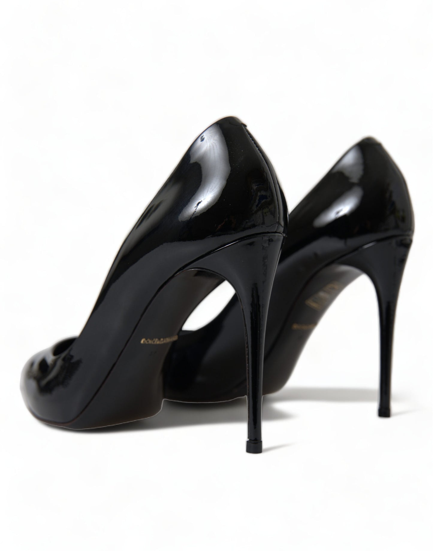Escarpins à talons en cuir verni noir Dolce &amp; Gabbana