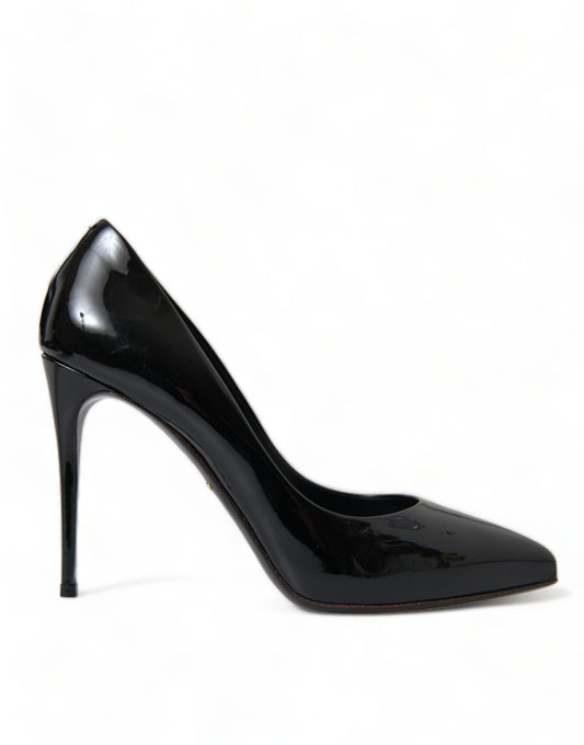 Escarpins à talons en cuir verni noir Dolce &amp; Gabbana