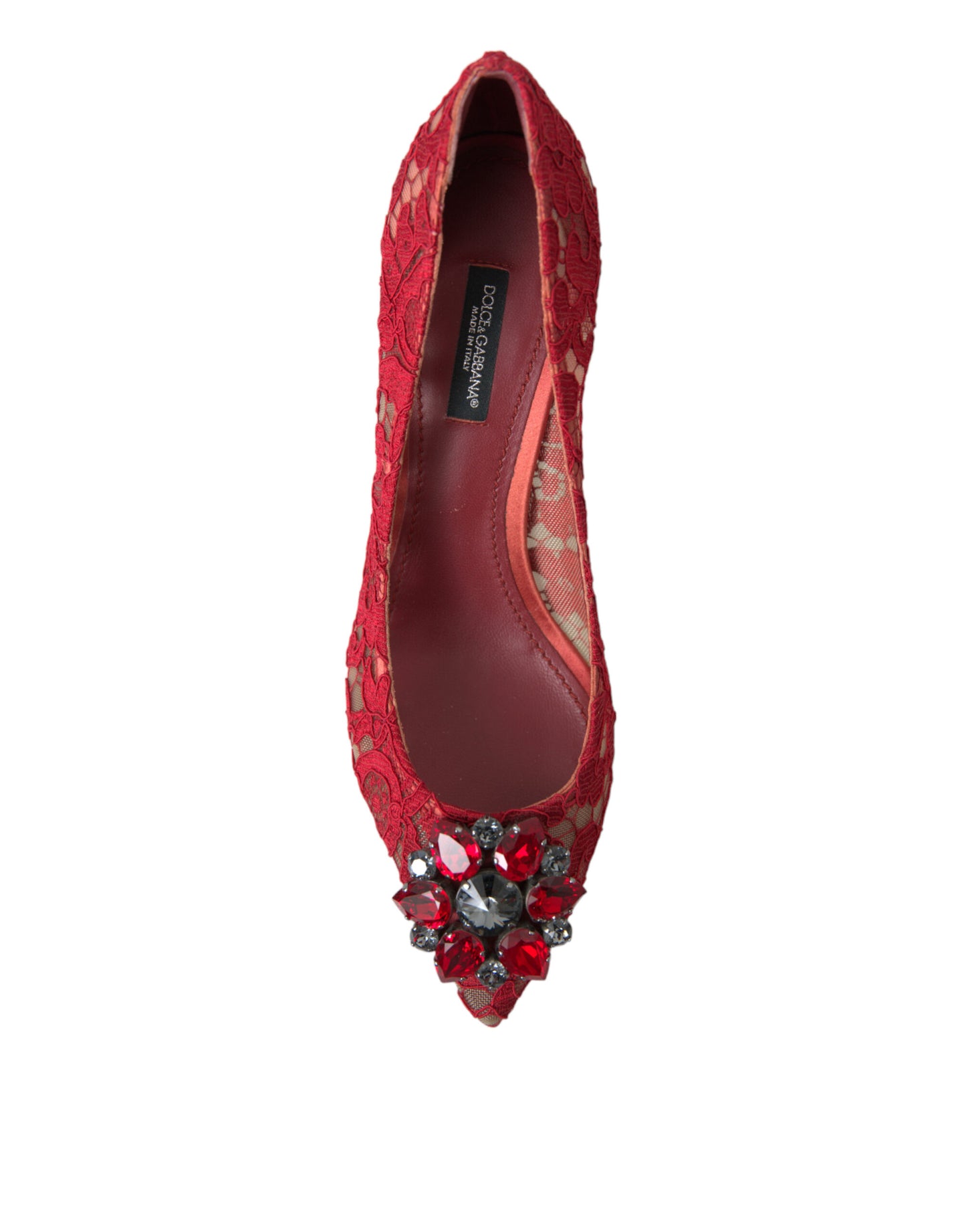 Dolce &amp; Gabbana Rote Taormina-Pumps mit Spitzenabsatz und Kristallen