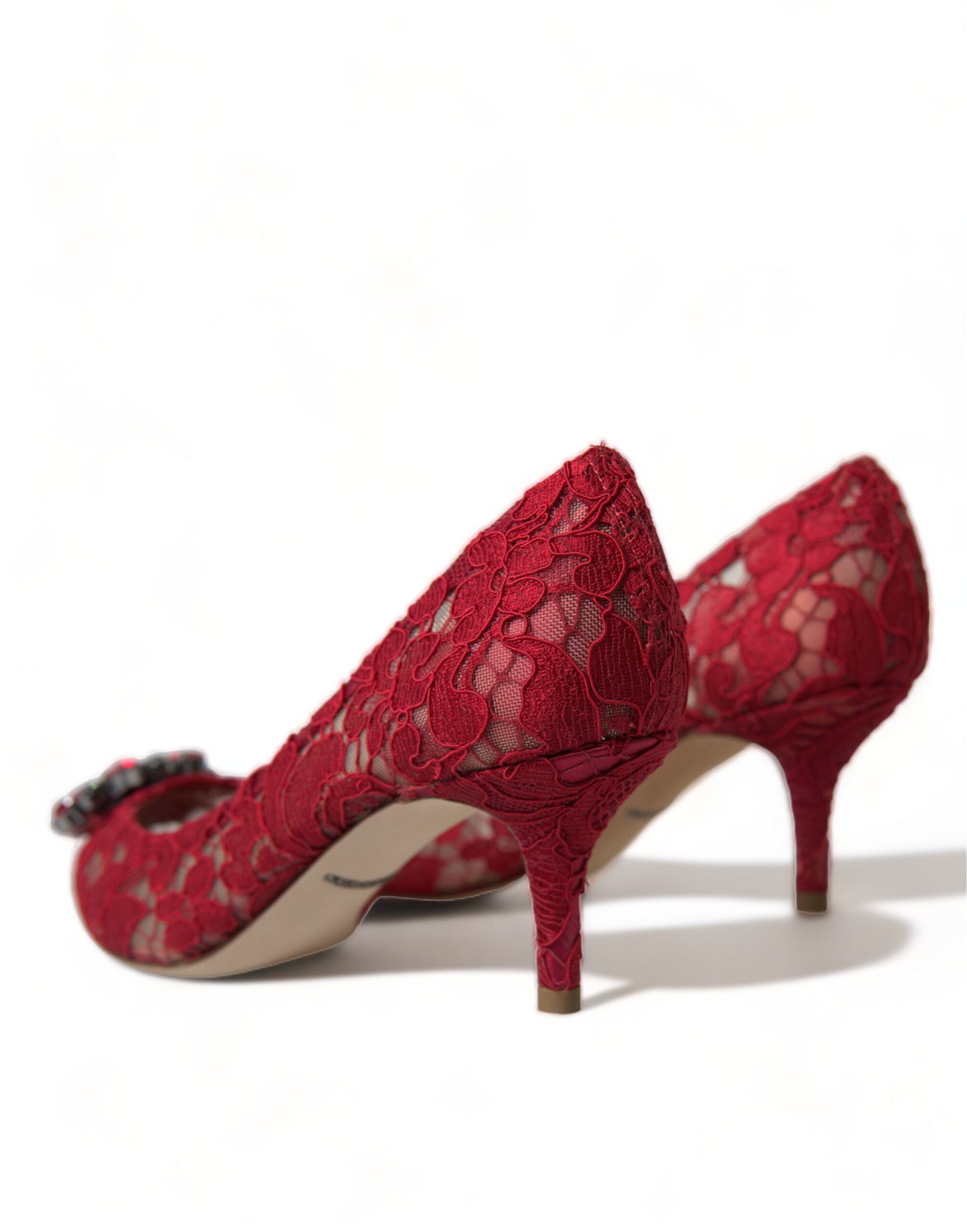 Dolce &amp; Gabbana Rote Taormina-Pumps mit Spitzenabsatz und Kristallen