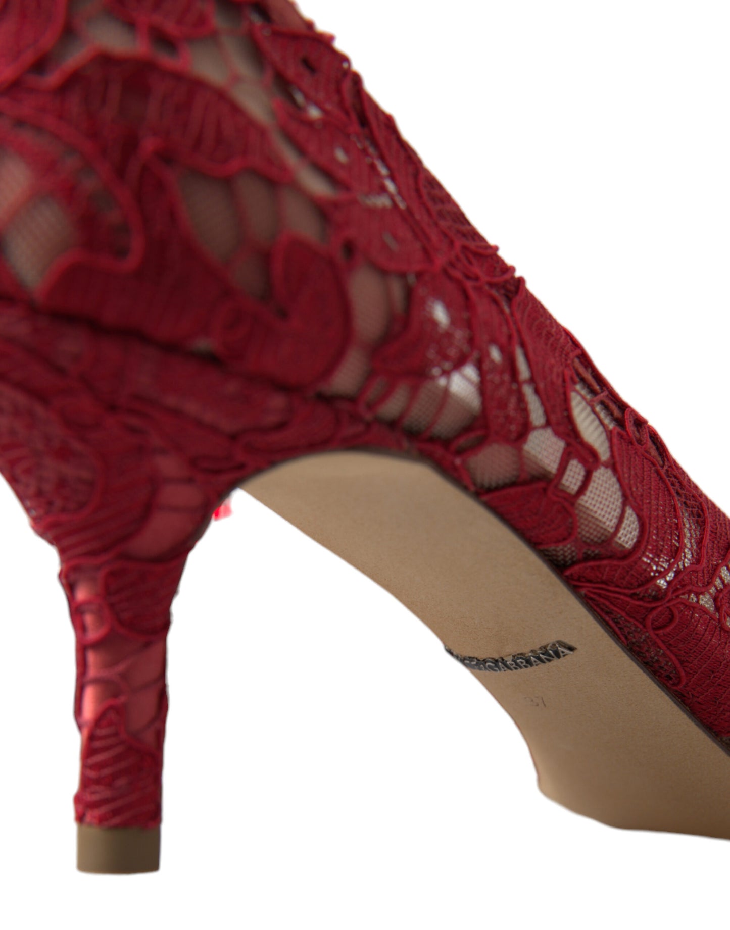 Dolce &amp; Gabbana Rote Taormina-Pumps mit Spitzenabsatz und Kristallen