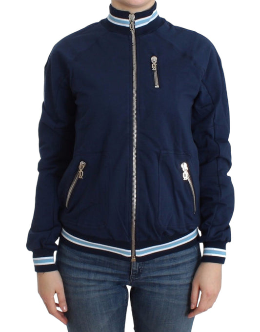 Cardigan zippé en coton bleu John Galliano