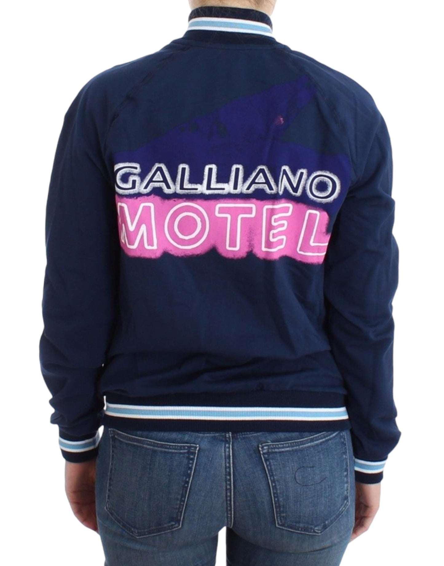 Cardigan zippé en coton bleu John Galliano