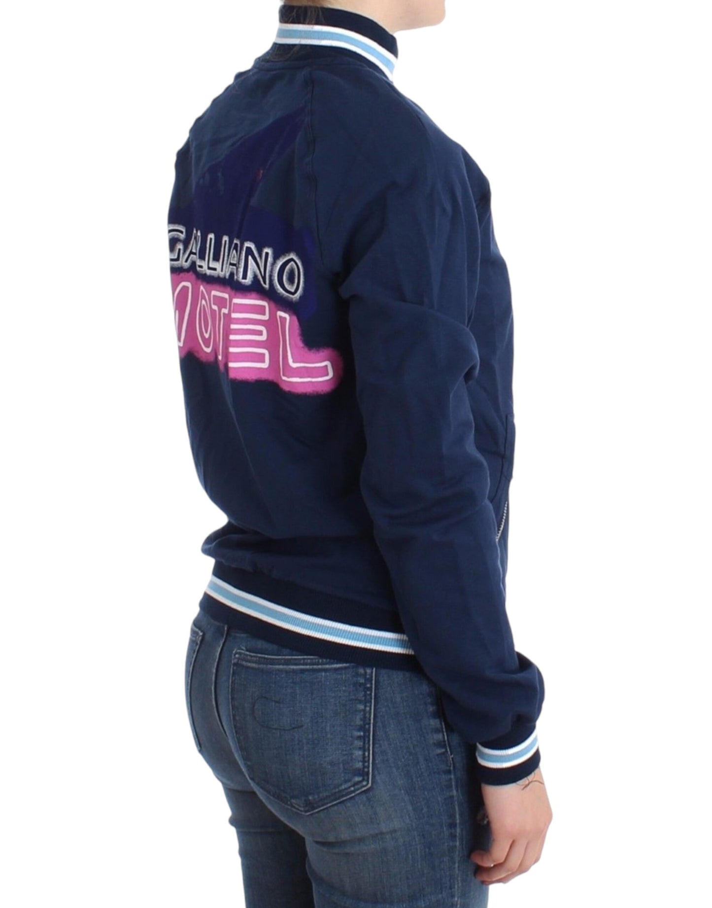 Cardigan zippé en coton bleu John Galliano