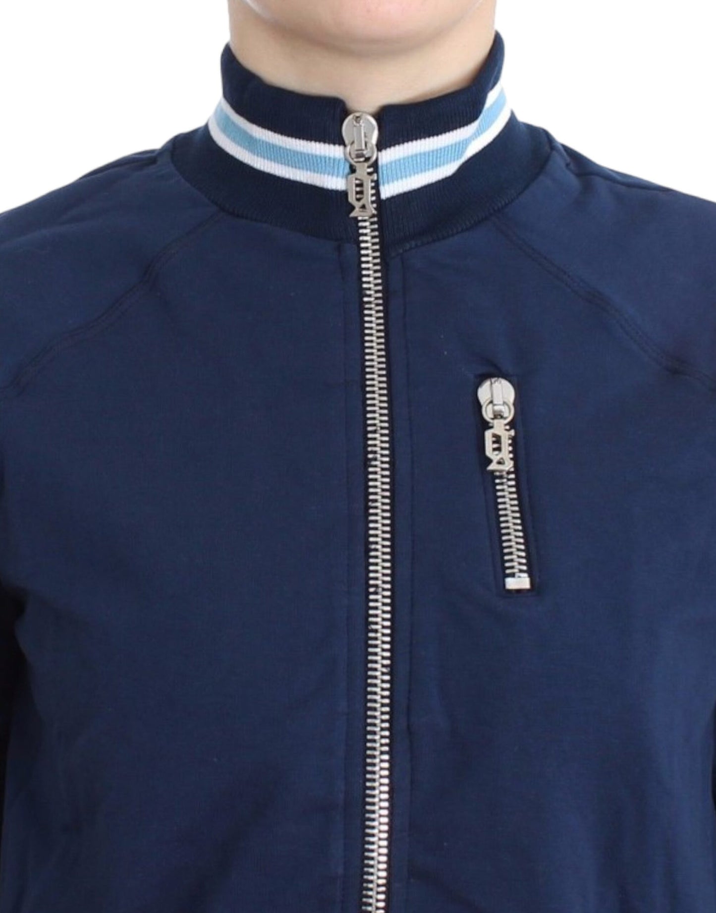 Cardigan zippé en coton bleu John Galliano