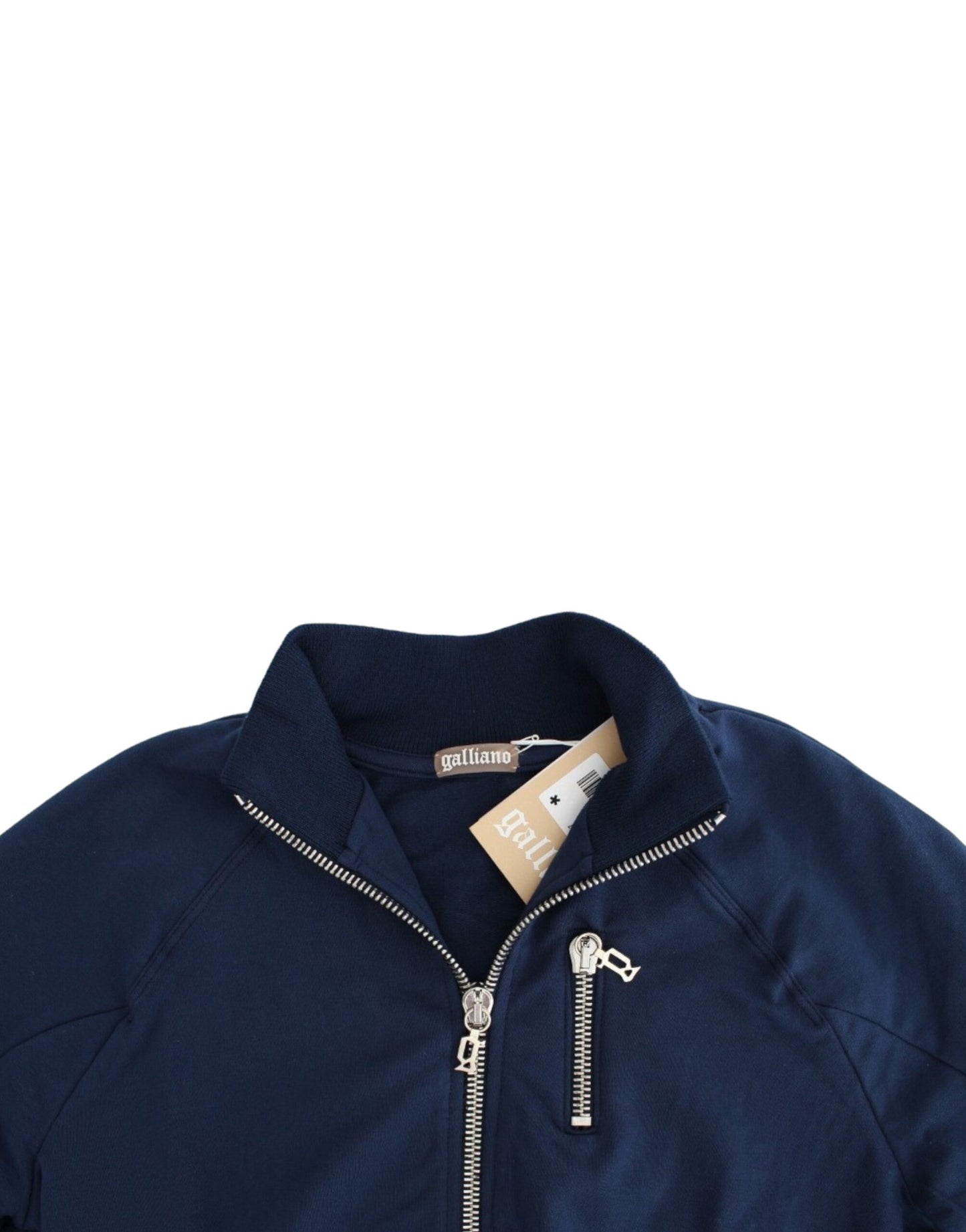 Cardigan zippé en coton bleu John Galliano