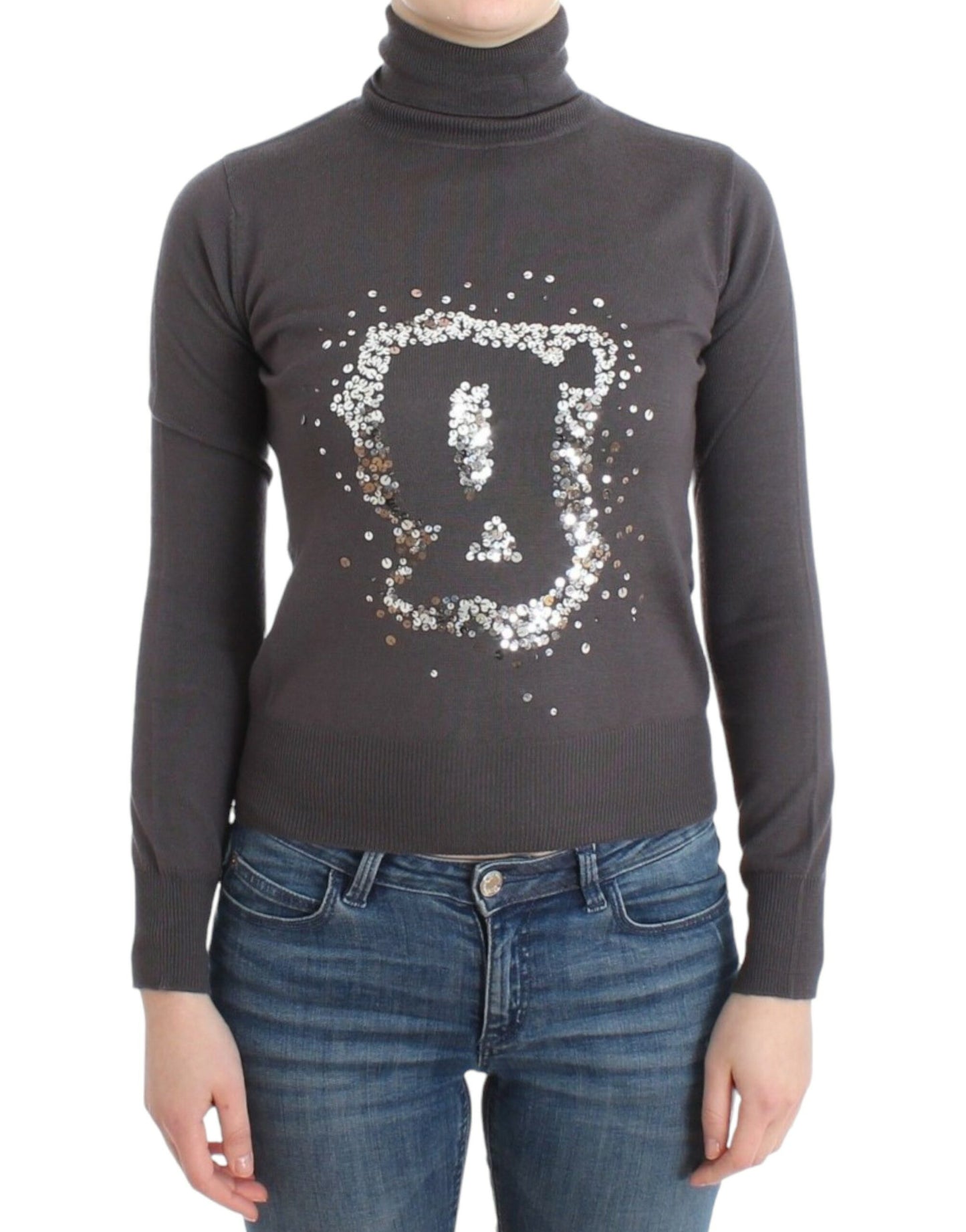 Pull col roulé en coton marron John Galliano
