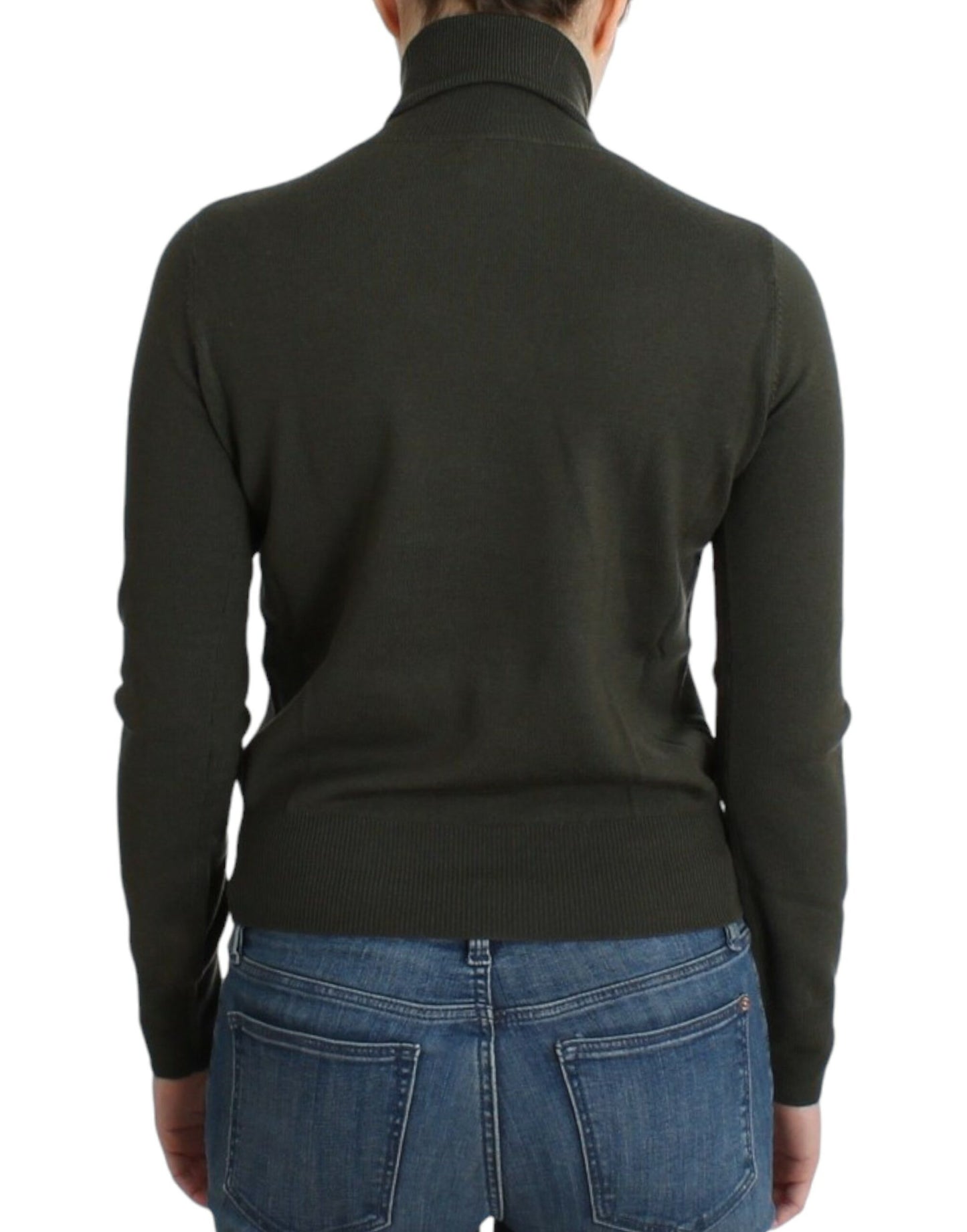 Pull col roulé en laine verte John Galliano
