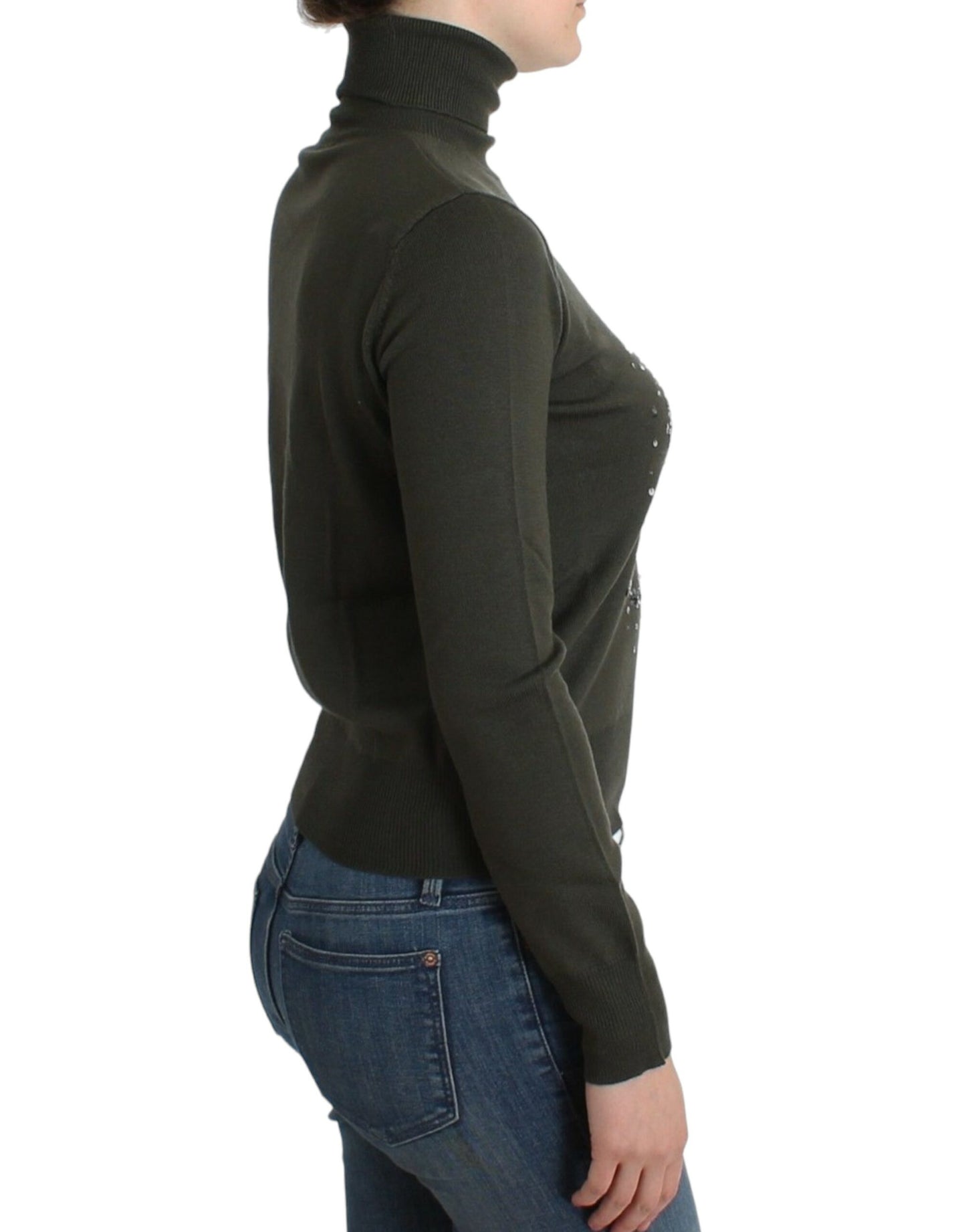 Pull col roulé en laine verte John Galliano