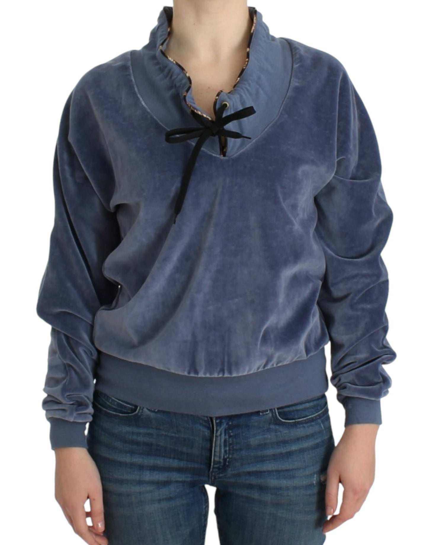 Pull Cavalli en velours de coton bleu