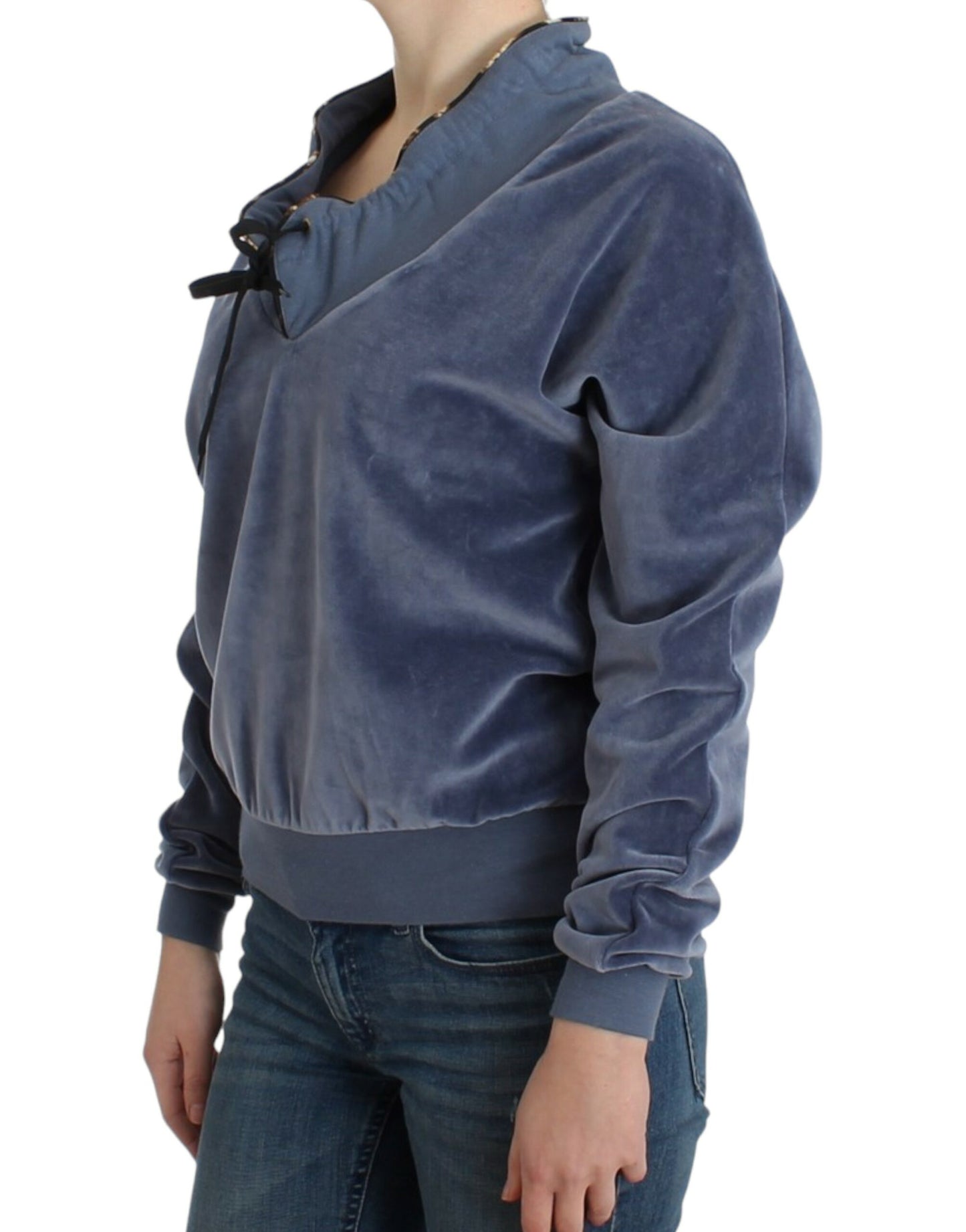 Pull Cavalli en velours de coton bleu
