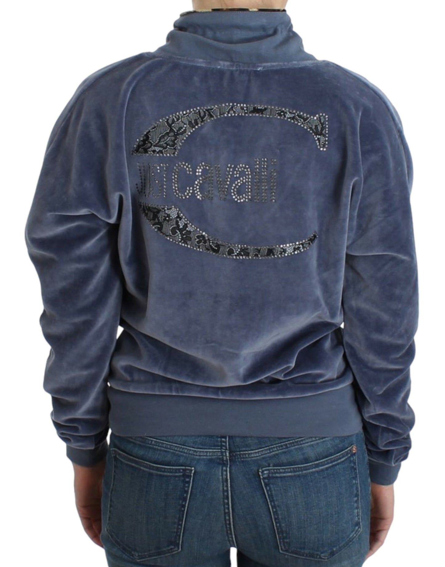 Pull Cavalli en velours de coton bleu