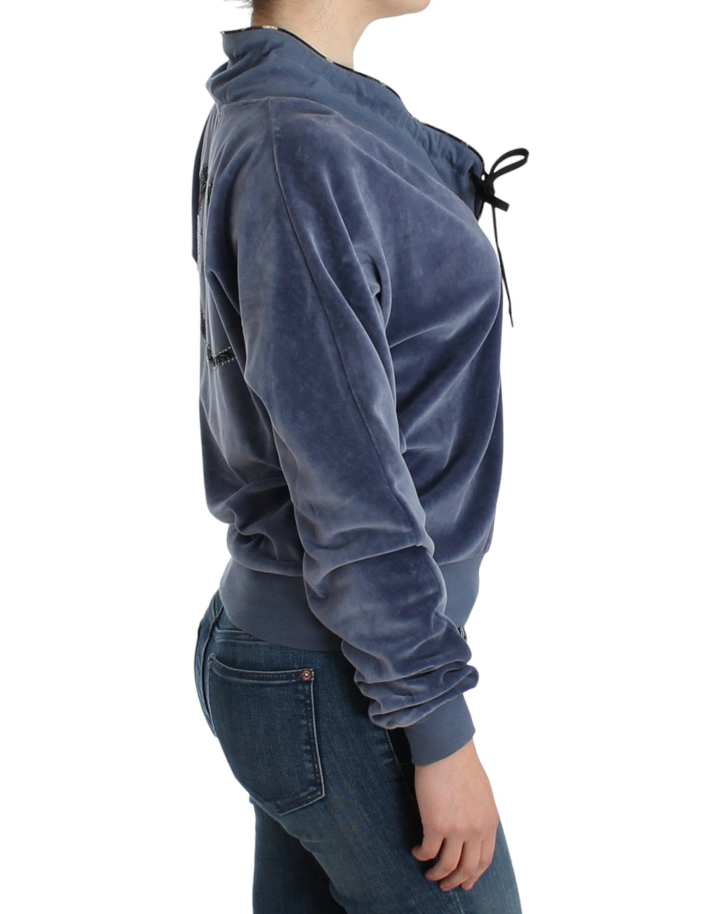 Pull Cavalli en velours de coton bleu