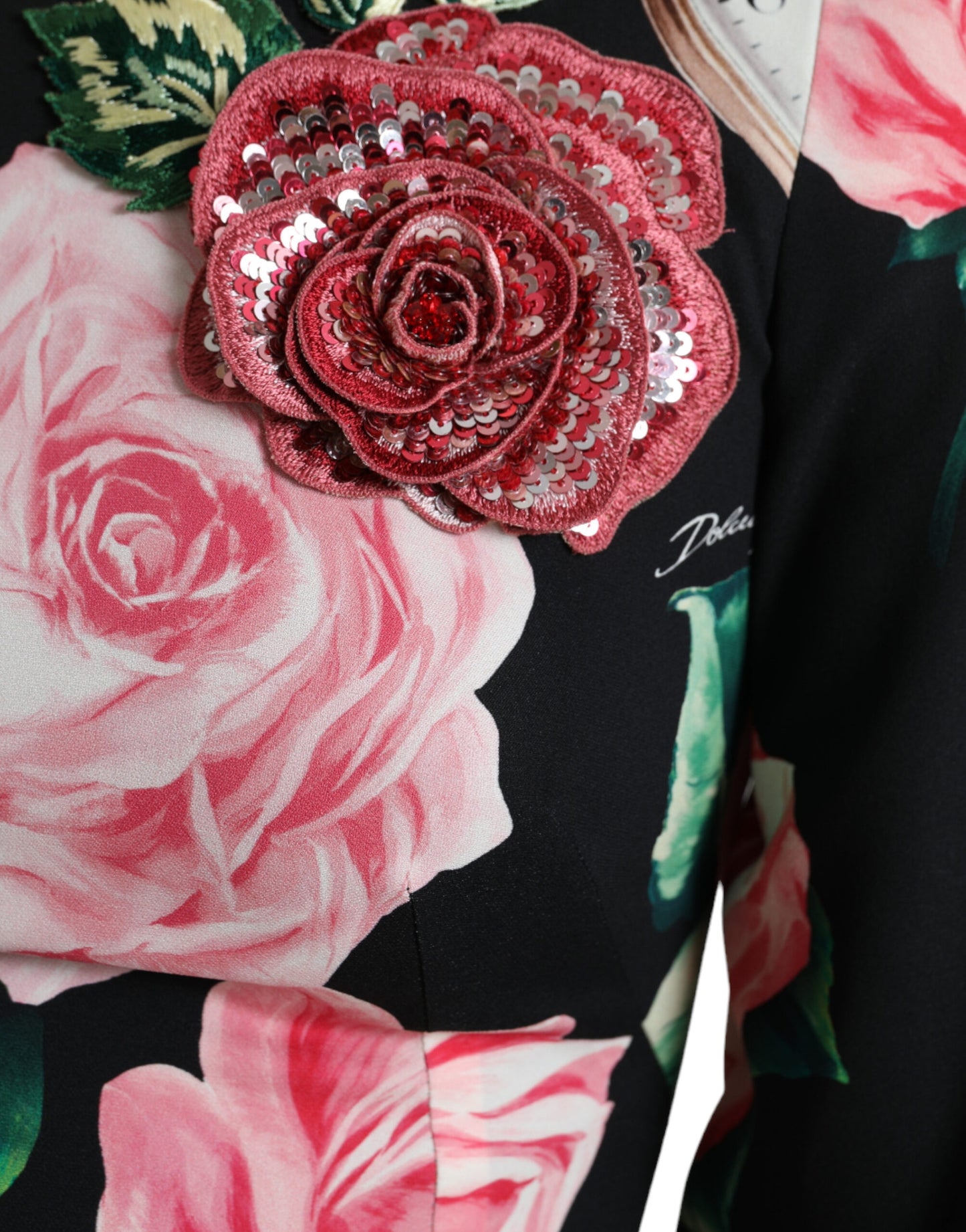Robe trapèze noire en dentelle à fleurs Dolce &amp; Gabbana