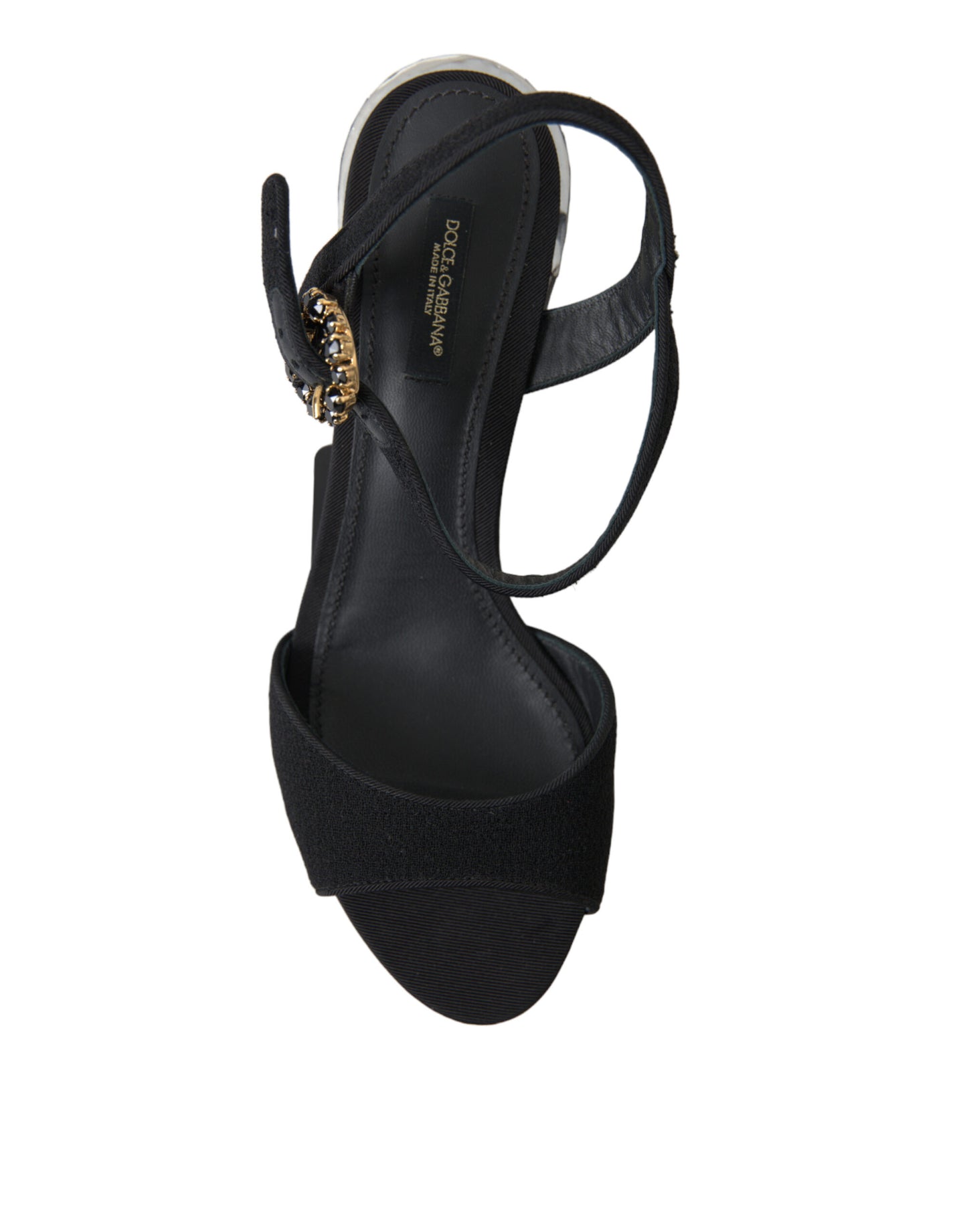 Sandales à bride cheville et cristaux noirs Dolce &amp; Gabbana