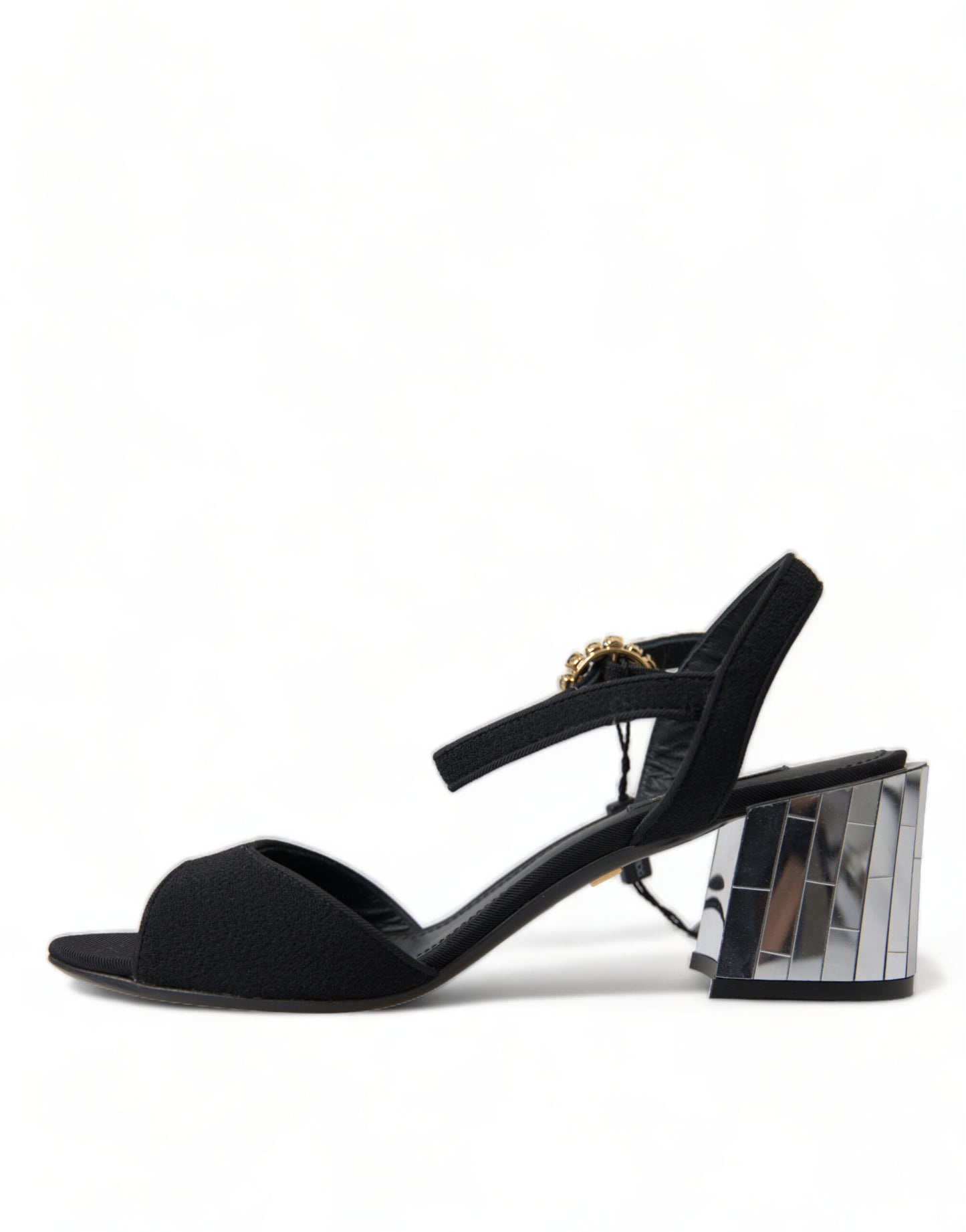 Sandales à bride cheville et cristaux noirs Dolce &amp; Gabbana