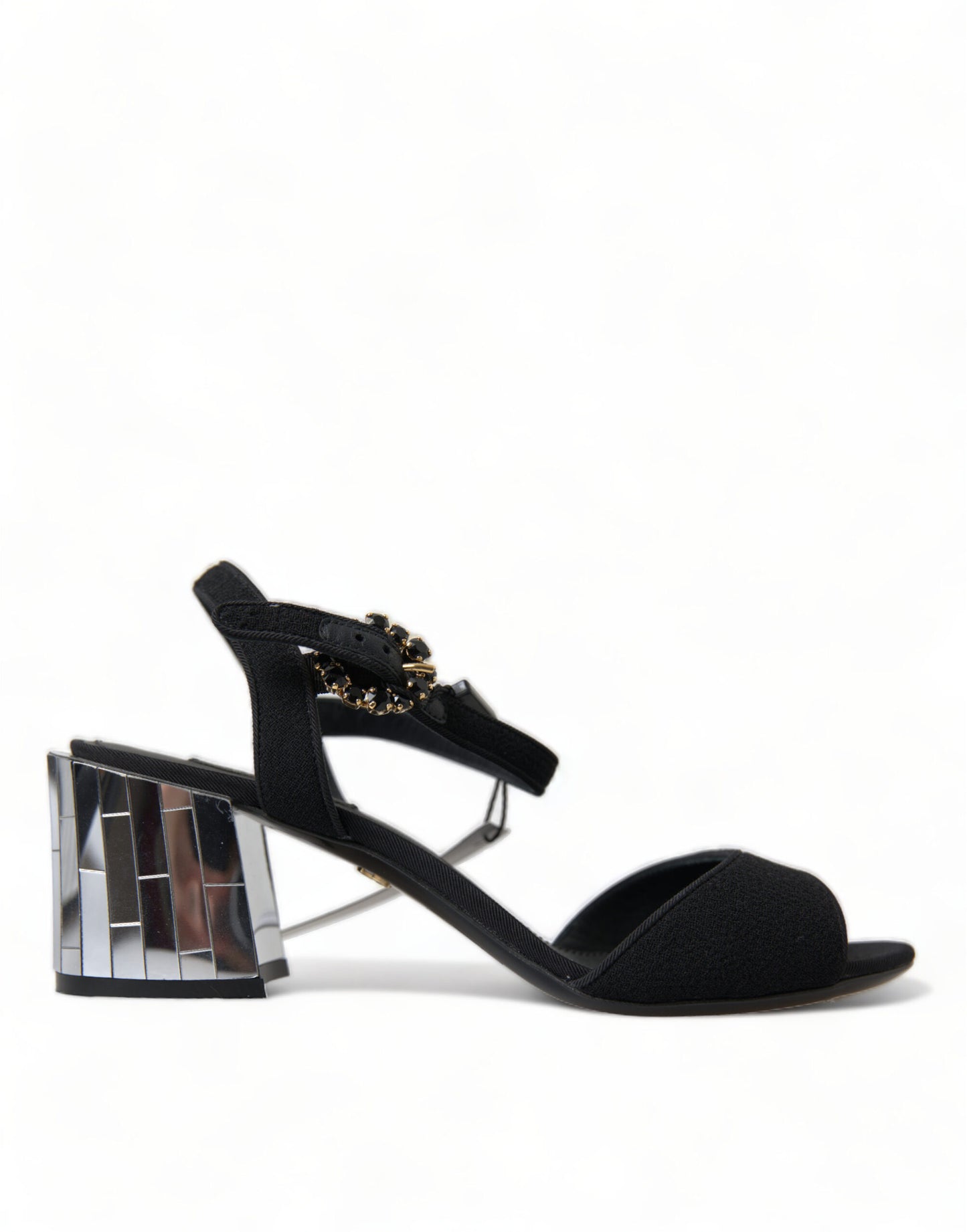 Sandales à bride cheville et cristaux noirs Dolce &amp; Gabbana