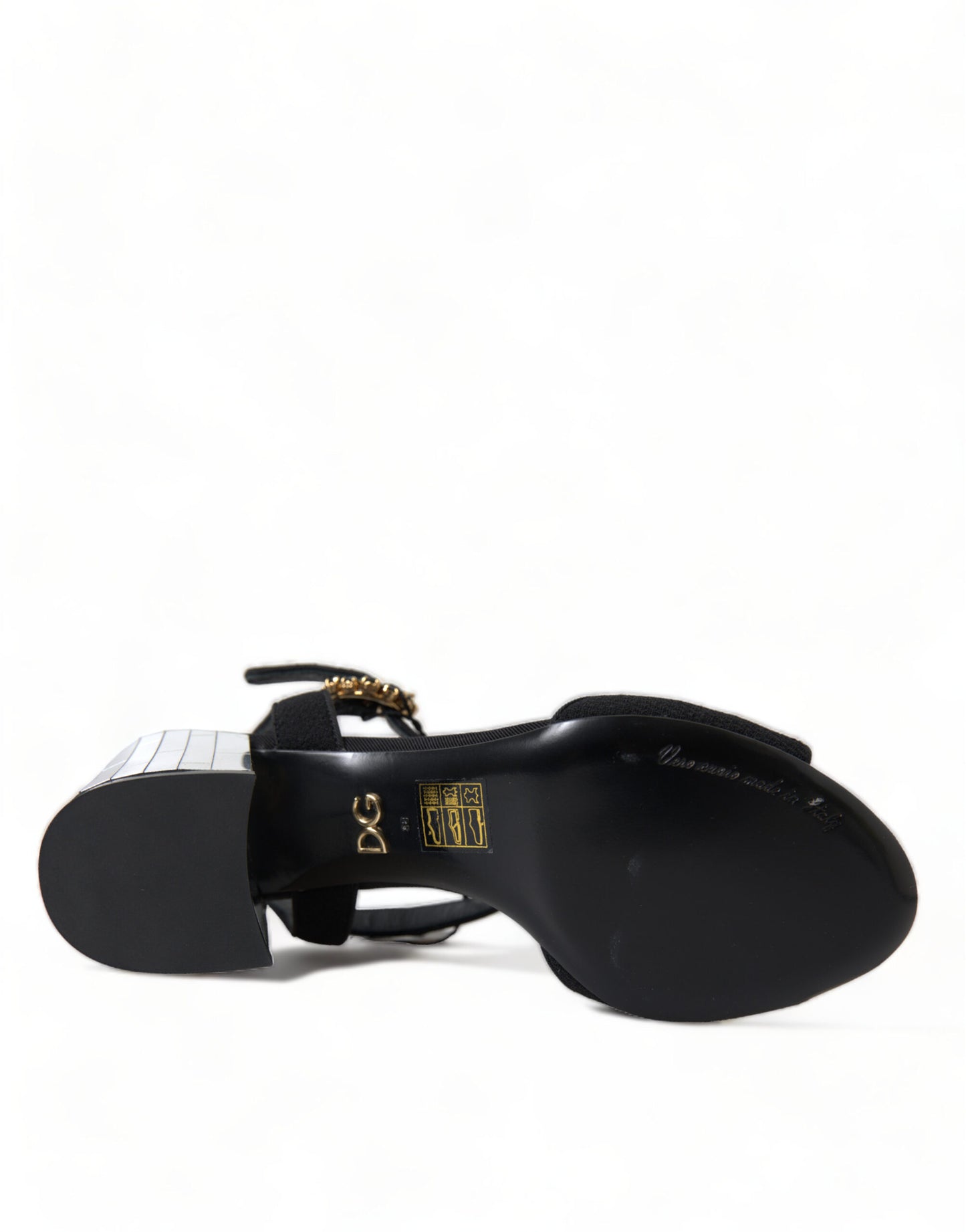Sandales à bride cheville et cristaux noirs Dolce &amp; Gabbana