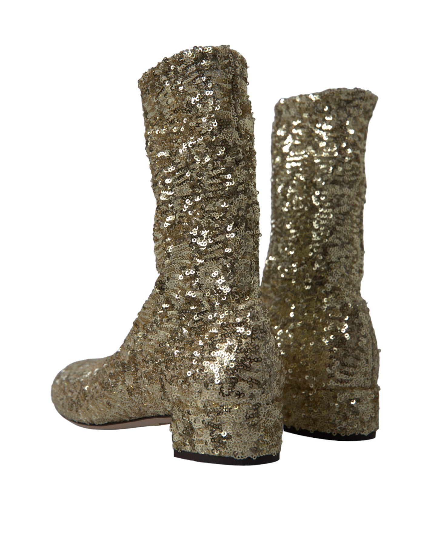 Bottes courtes extensibles à paillettes dorées Dolce &amp; Gabbana