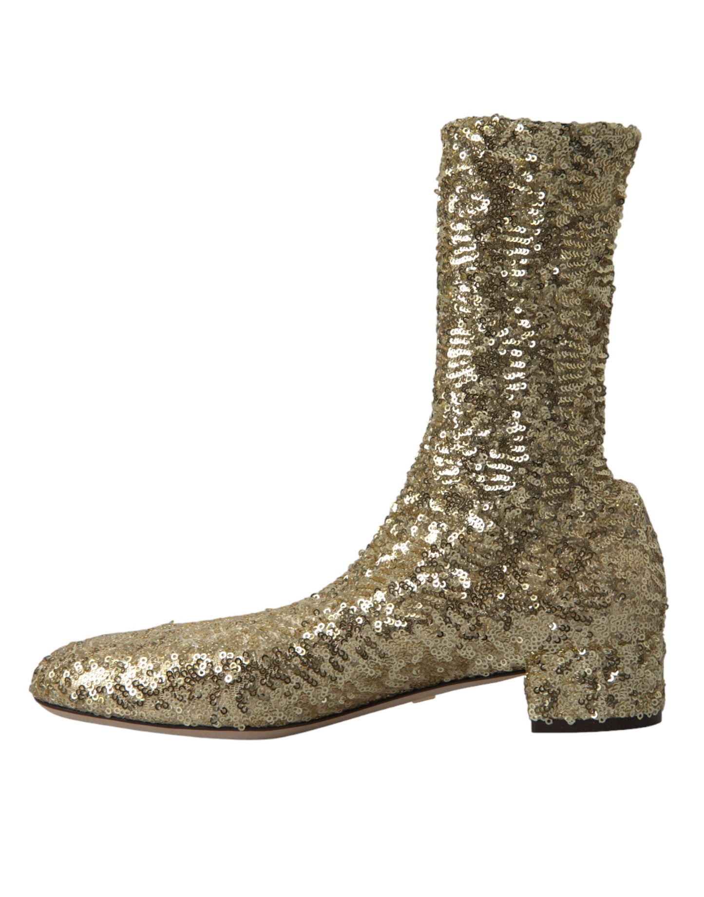 Bottes courtes extensibles à paillettes dorées Dolce &amp; Gabbana