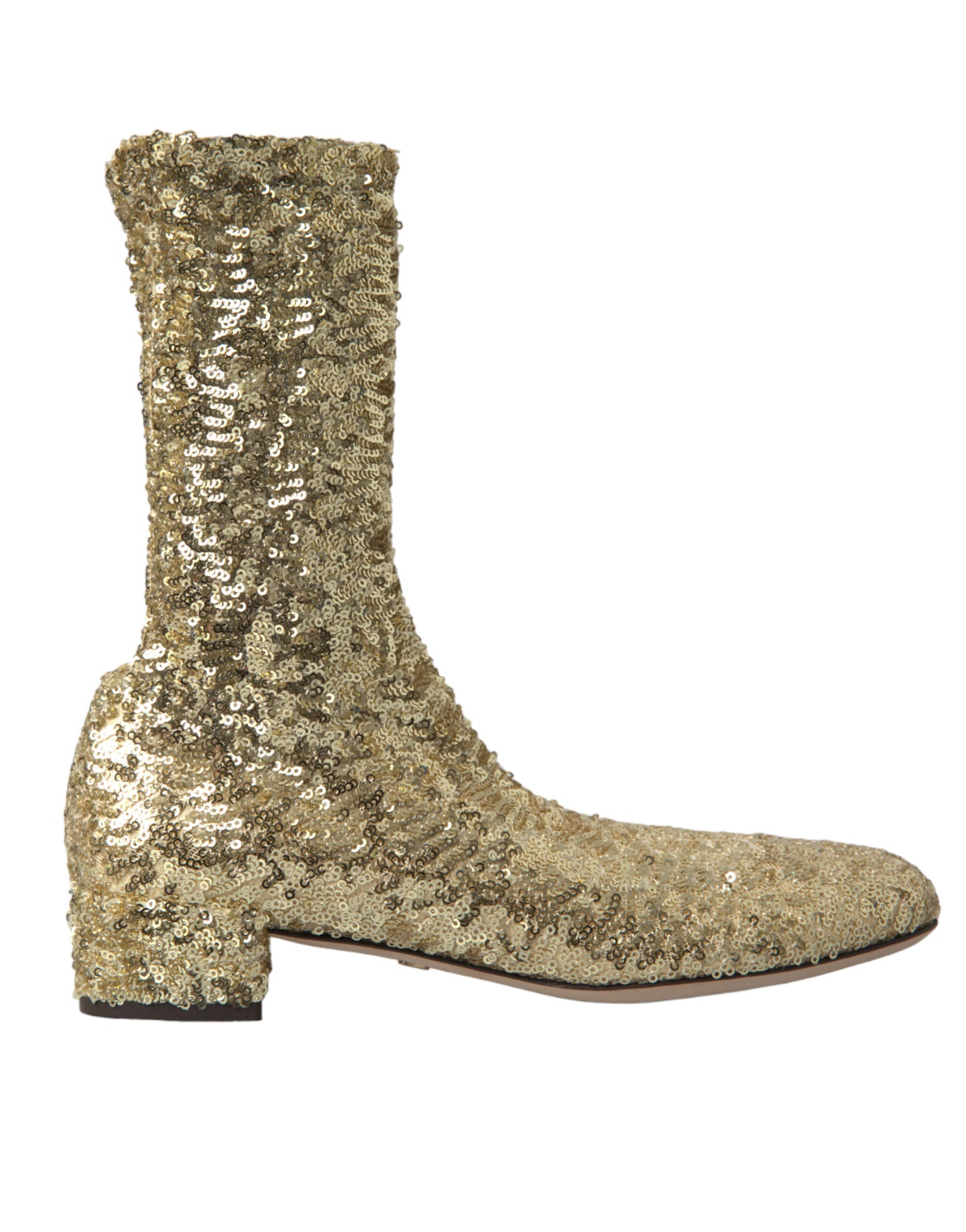 Bottes courtes extensibles à paillettes dorées Dolce &amp; Gabbana