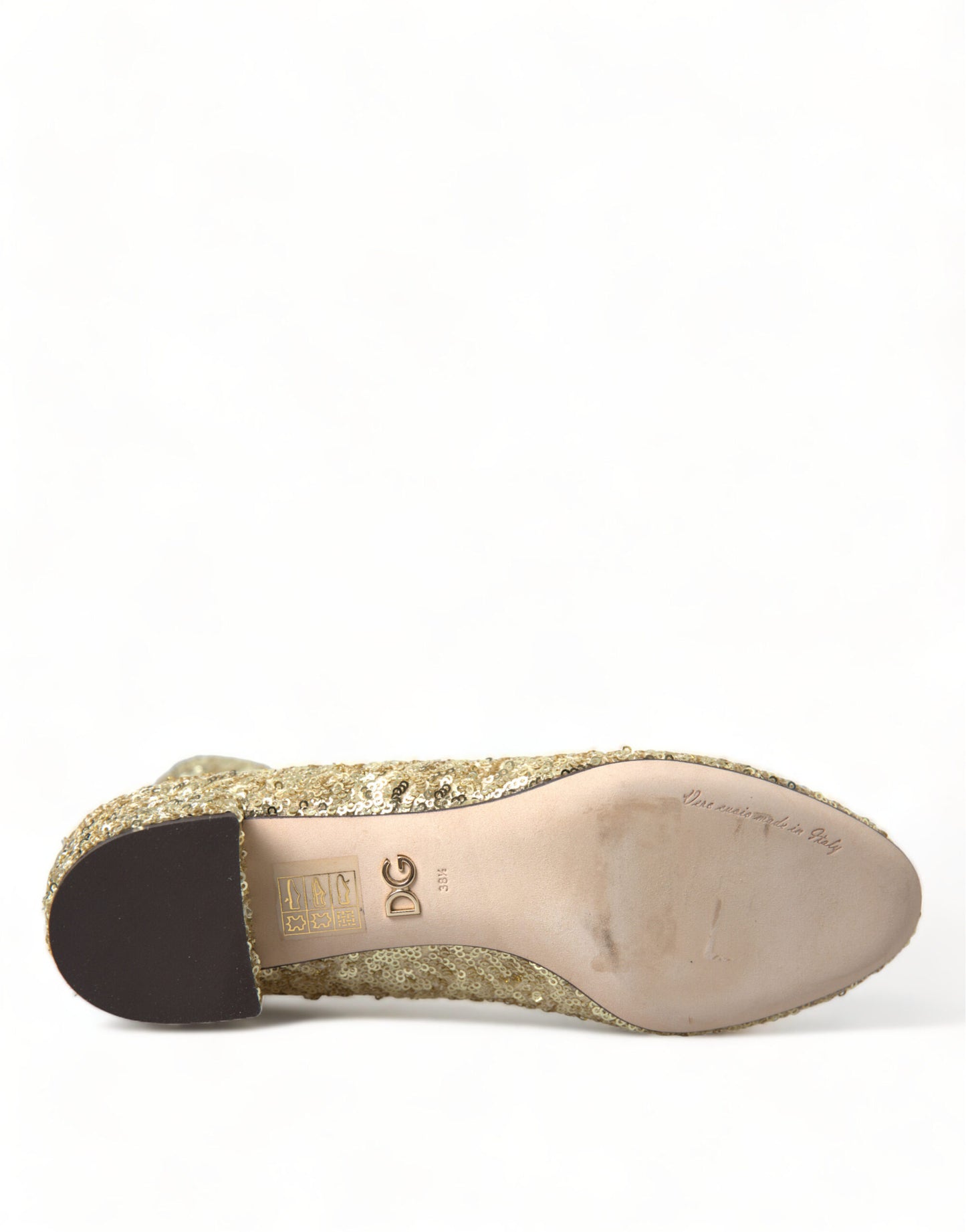 Bottes courtes extensibles à paillettes dorées Dolce &amp; Gabbana