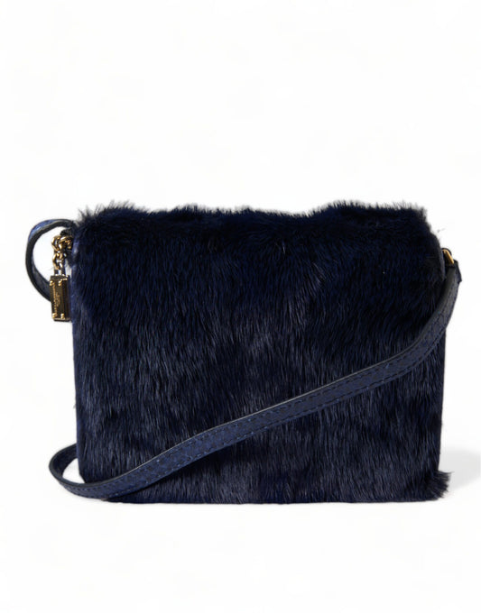Sac à bandoulière Dolce &amp; Gabbana en fourrure Ayers Lily Twist bleu foncé