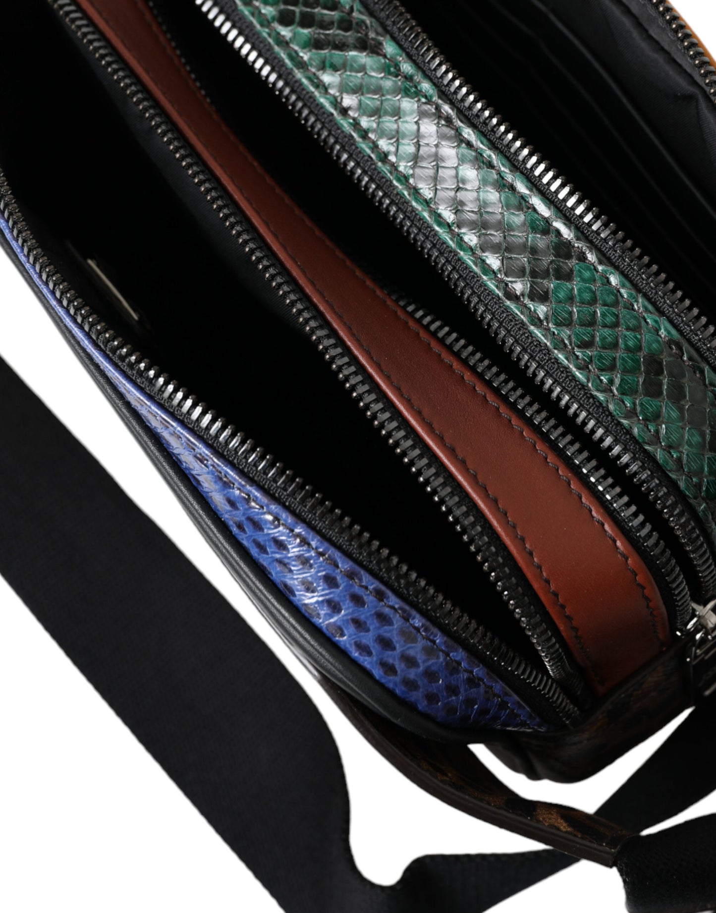 Sac banane Dolce &amp; Gabbana en cuir exotique noir avec logo et ceinture