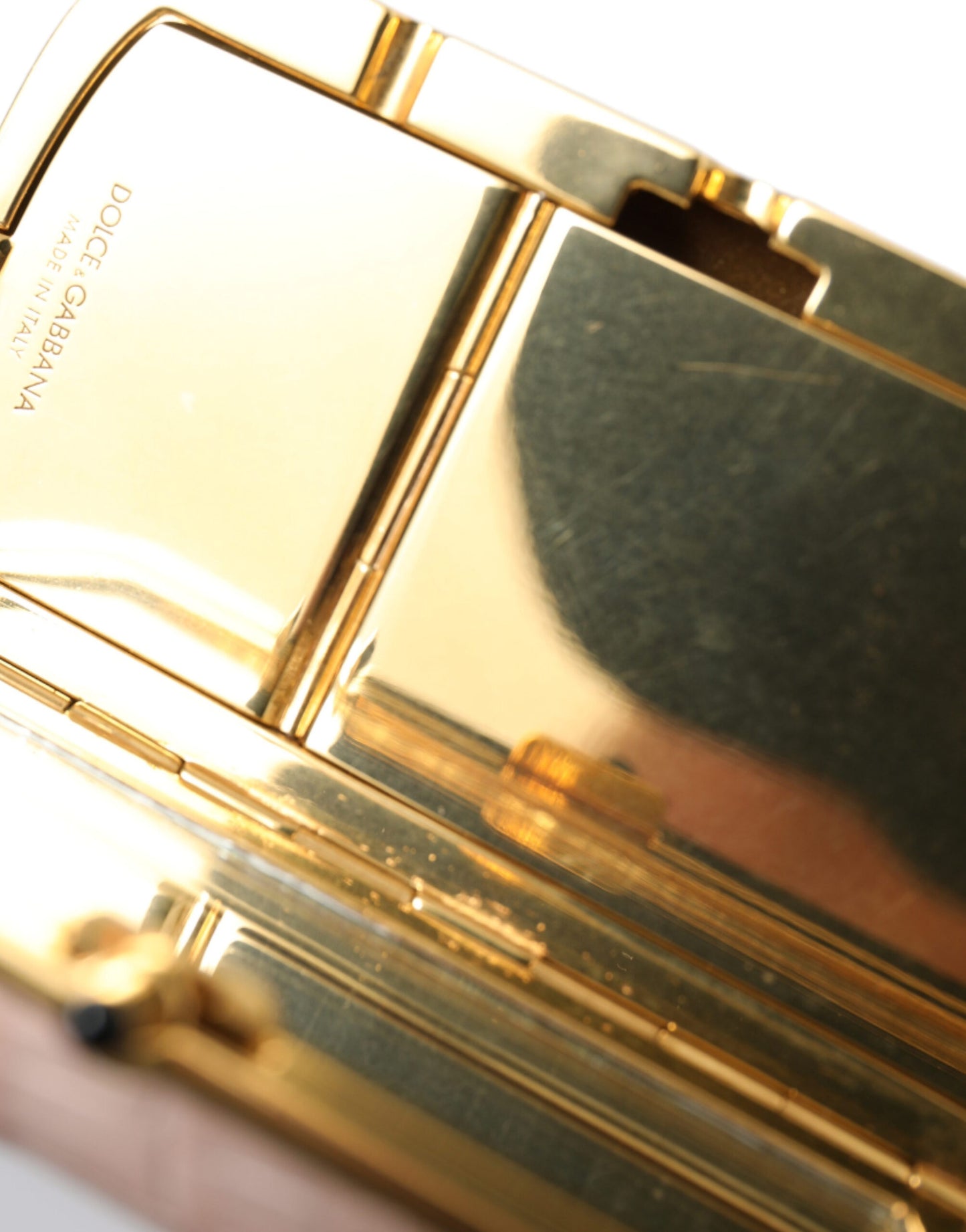 Dolce &amp; Gabbana – Mini-Kosmetiktasche aus exotischem Leder mit Spiegel und Quaste in Rosa