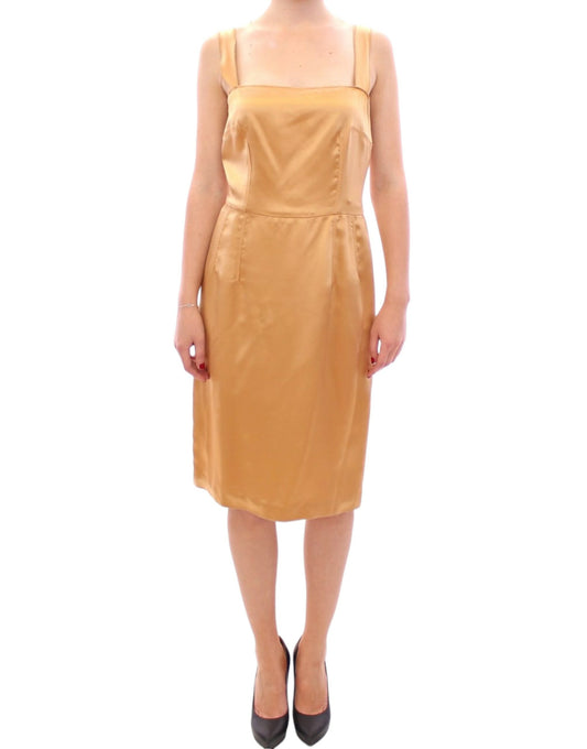 Robe fourreau en soie bronze Dolce &amp; Gabbana